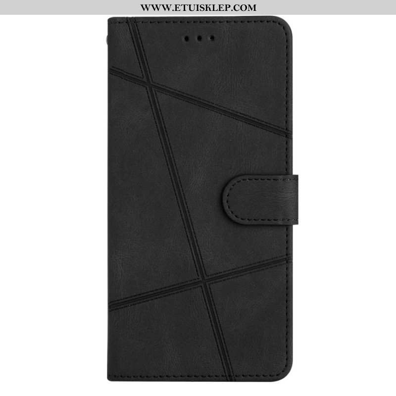 Etui Folio do Xiaomi 12 Lite z Łańcuch Linie Paska Z Efektem Skóry